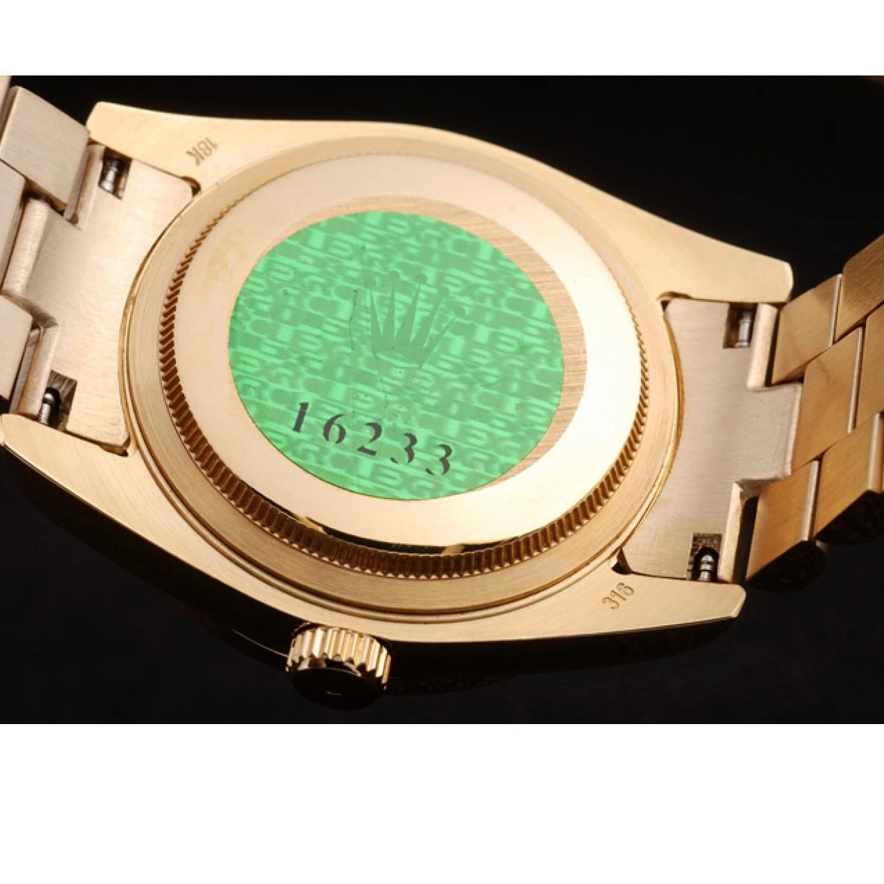 Aaa replica watch Day-Date Dial Gold White Plated Yellow Stainless 18k Rolex Steel 0709
